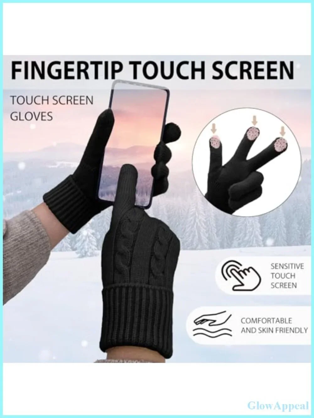 Women's Touchscreen Knit Gloves Warm Fleece Lined Winter Gloves
